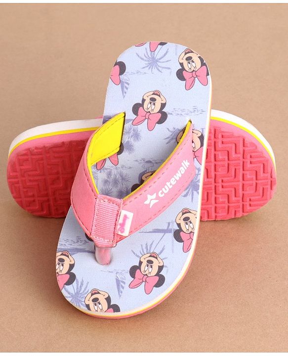 Cute Walk by Babyhug Disney Slip On Flip Flops With Minnie Mouse Graphics - Pink & Blue