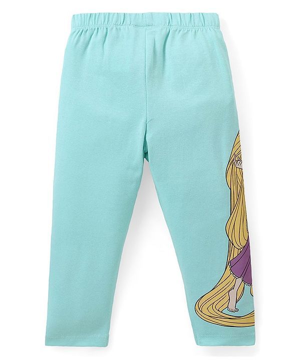 Babyhug Disney Lycra Knit Full Length Leggings with Disney Princess Print Pack of 3 - Sky Navy Blue & Purple
