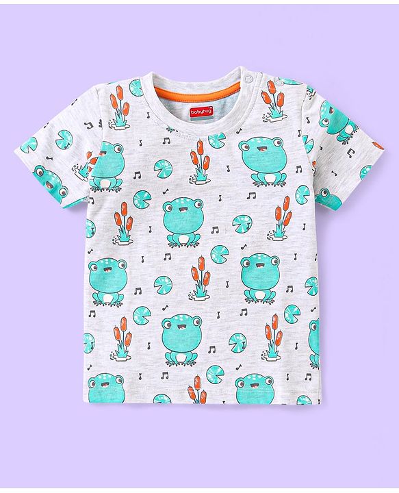 Babyhug 100% Cotton Knit Half Sleeves T-Shirt with Frog Graphics Pack of 3- Multicolour
