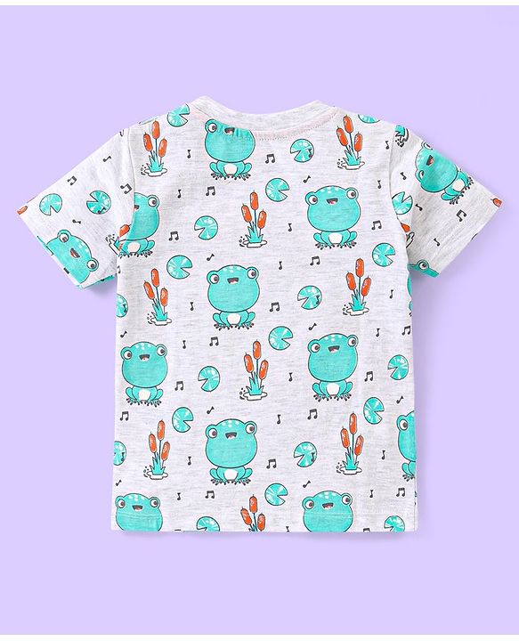 Babyhug 100% Cotton Knit Half Sleeves T-Shirt with Frog Graphics Pack of 3- Multicolour