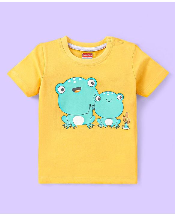 Babyhug 100% Cotton Knit Half Sleeves T-Shirt with Frog Graphics Pack of 3- Multicolour