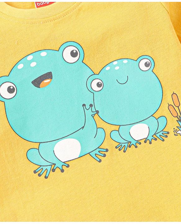 Babyhug 100% Cotton Knit Half Sleeves T-Shirt with Frog Graphics Pack of 3- Multicolour