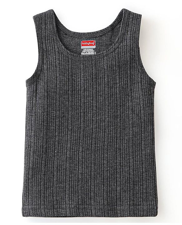 Babyhug Full Sleeves Thermal Wear Pullover Vest & Pant Set - Dark Grey