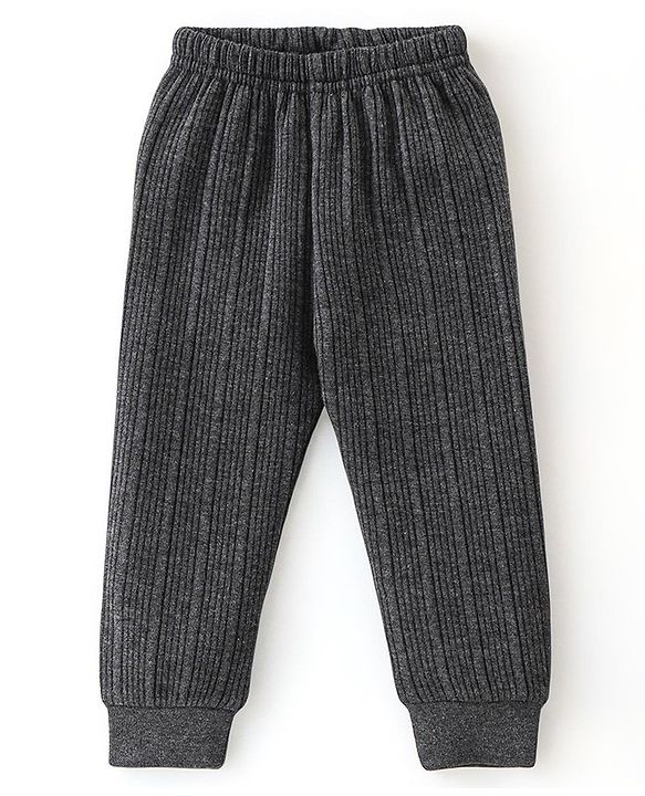 Babyhug Full Sleeves Thermal Wear Pullover Vest & Pant Set - Dark Grey