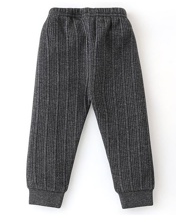 Babyhug Full Sleeves Thermal Wear Pullover Vest & Pant Set - Dark Grey