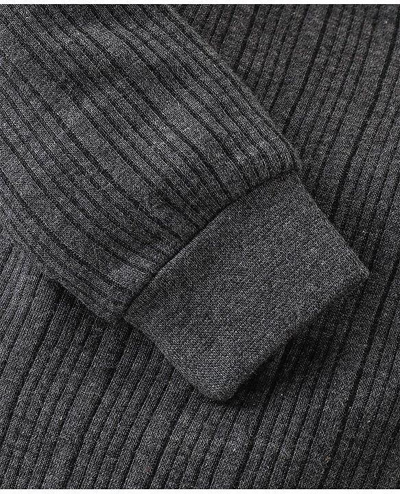 Babyhug Full Sleeves Thermal Wear Pullover Vest & Pant Set - Dark Grey