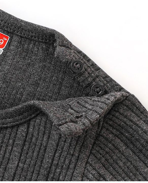 Babyhug Full Sleeves Thermal Wear Pullover Vest & Pant Set - Dark Grey
