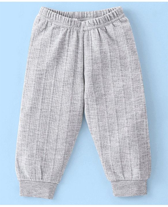 Babyhug Full Sleeves Thermal Vests & Pant Set - Light Grey