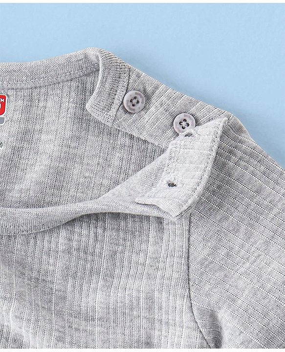 Babyhug Full Sleeves Thermal Vests & Pant Set - Light Grey