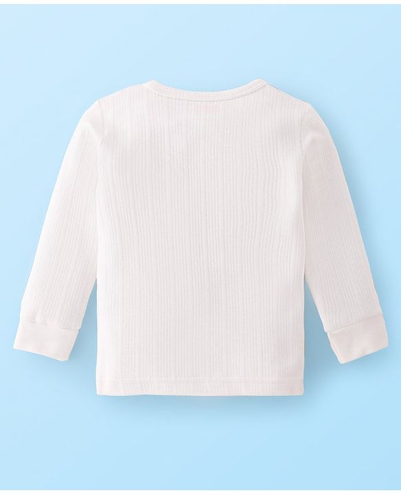Babyhug Full Sleeves Solid Thermal Vests & Pant Set of 3 - Off White