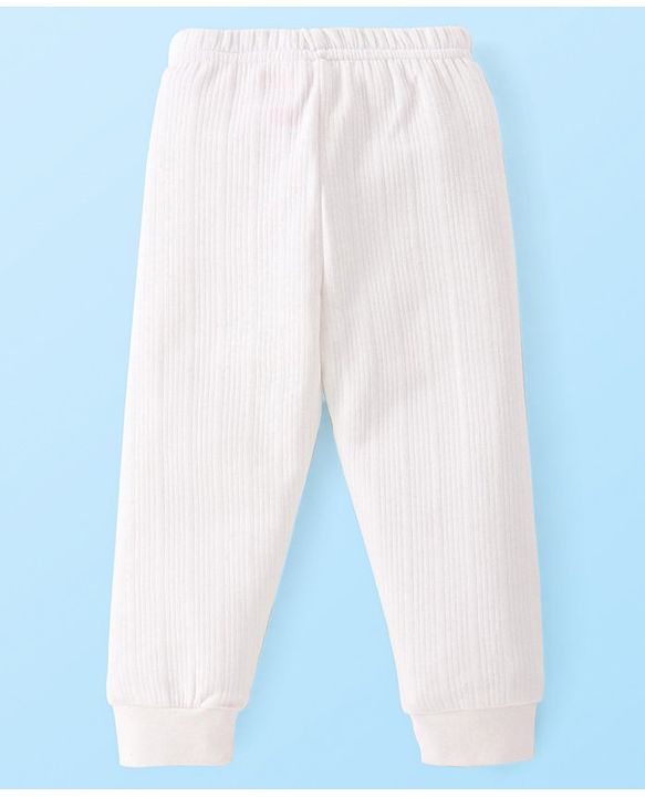 Babyhug Full Sleeves Solid Thermal Vests & Pant Set of 3 - Off White