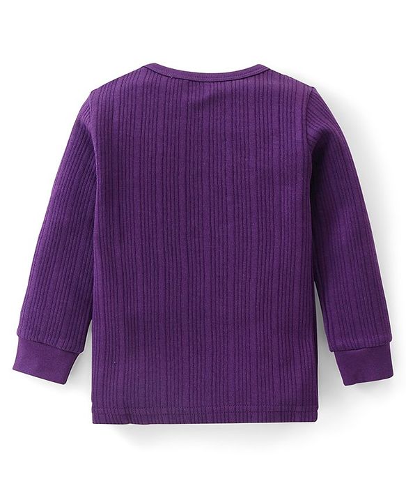 Babyhug Full Sleeves Solid Thermal Vests & Pant Set - Purple