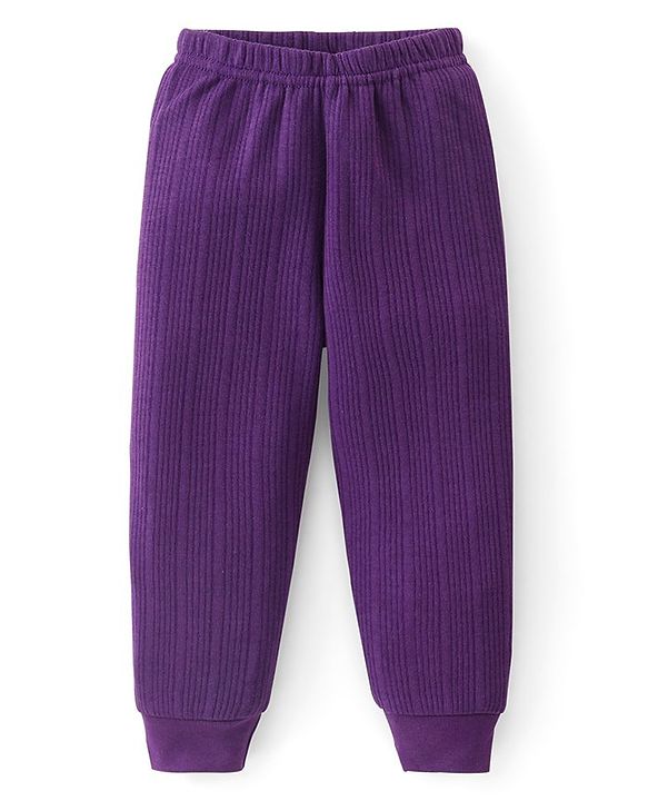 Babyhug Full Sleeves Solid Thermal Vests & Pant Set - Purple