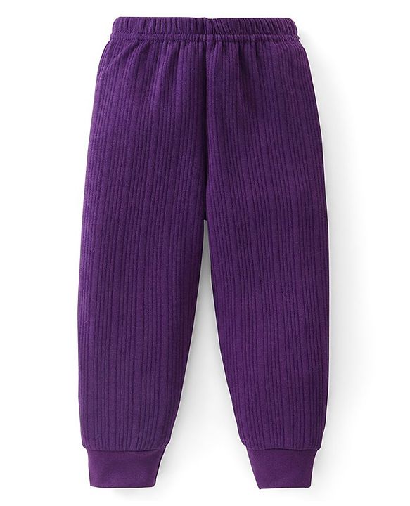 Babyhug Full Sleeves Solid Thermal Vests & Pant Set - Purple
