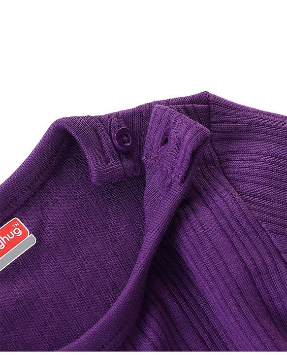 Babyhug Full Sleeves Solid Thermal Vests & Pant Set - Purple