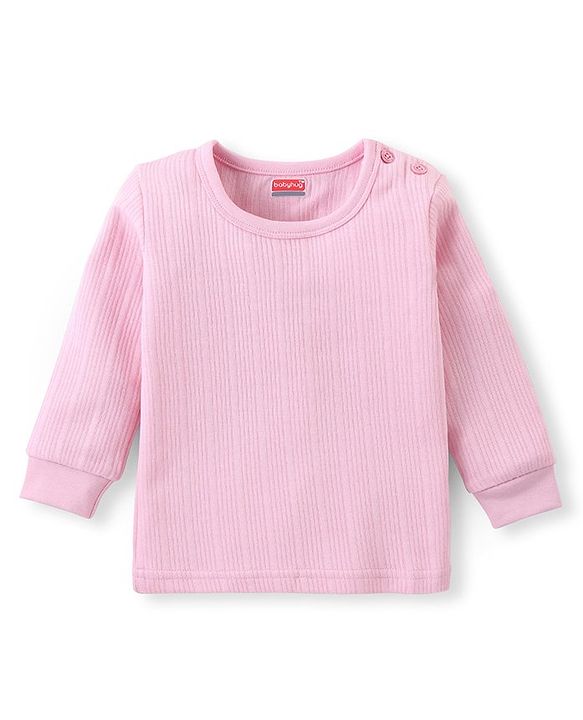 Babyhug Solid Colour Full Sleeves Thermal Vest with Pullover & Pant Pack of 3 - Pink