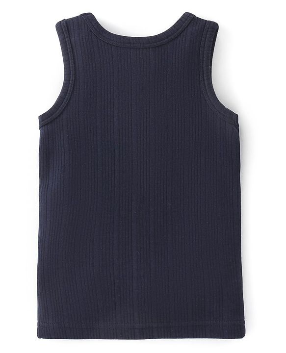 Babyhug Full Sleeves Solid Thermal Vests & Pant Set of 3 - Navy Blue