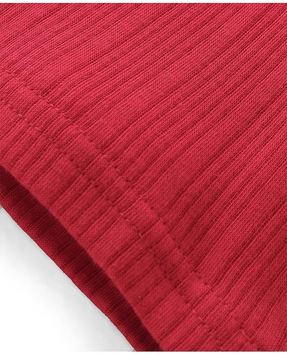 Babyhug Full Sleeves Solid Color Thermal Wear Pullover Vest & Pant Set - Red