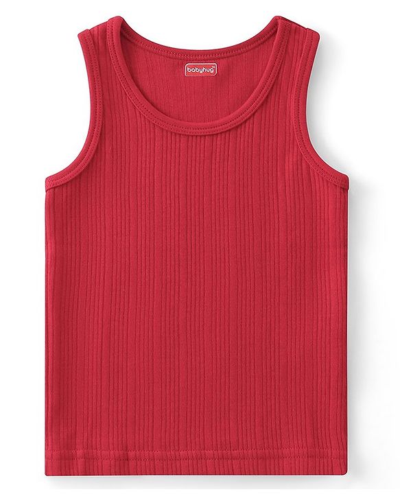 Babyhug Full Sleeves Solid Color Thermal Wear Pullover Vest & Pant Set - Red