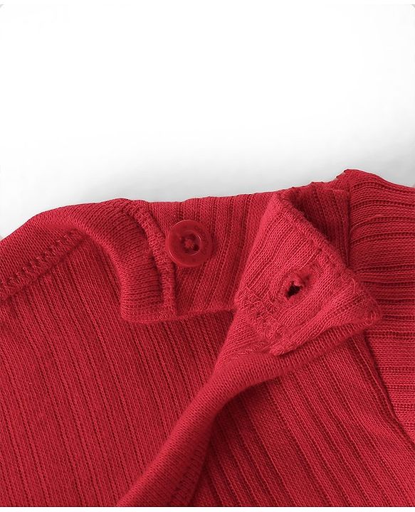 Babyhug Full Sleeves Solid Color Thermal Wear Pullover Vest & Pant Set - Red