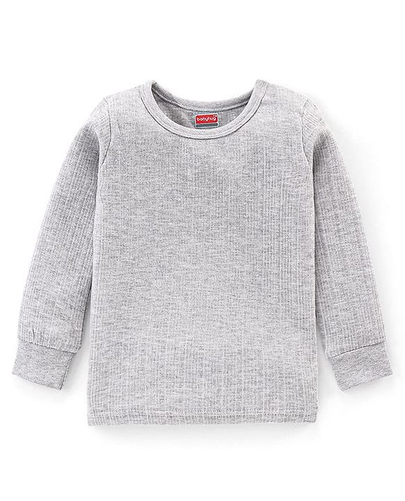 Babyhug Full Sleeves Solid Color Pull Over Thermal Vest Pack of 2 - Light & Dark Grey