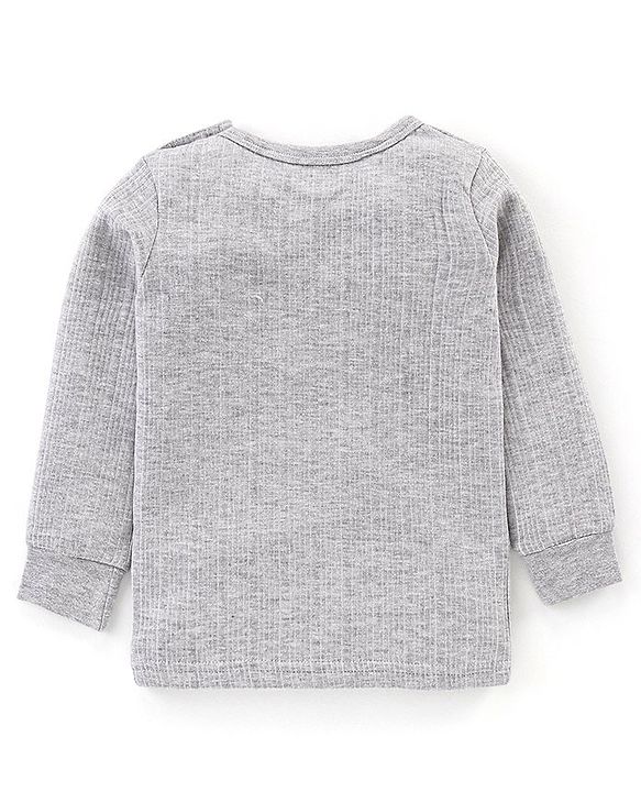 Babyhug Full Sleeves Solid Color Pull Over Thermal Vest Pack of 2 - Light & Dark Grey