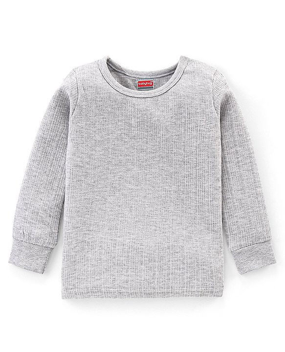 Babyhug Full Sleeves Solid Color Pull Over Thermal Vest Pack of 2 - Light & Dark Grey