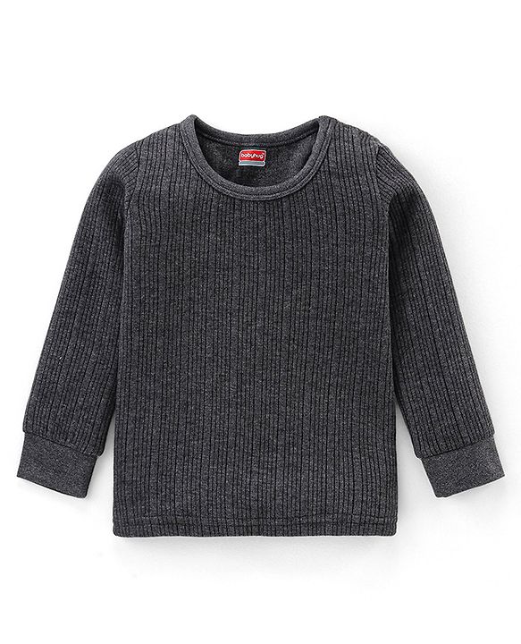 Babyhug Full Sleeves Solid Color Pull Over Thermal Vest Pack of 2 - Light & Dark Grey