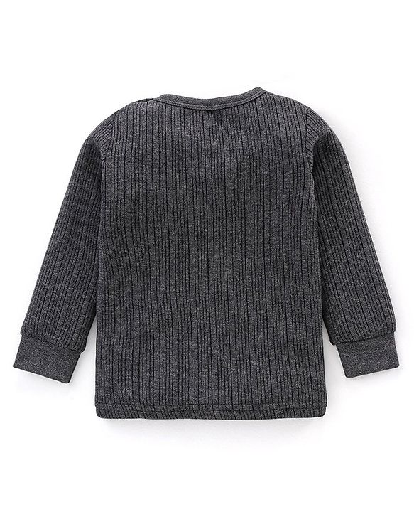 Babyhug Full Sleeves Solid Color Pull Over Thermal Vest Pack of 2 - Light & Dark Grey