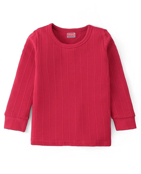 Babyhug Full Sleeves Solid Color Pull Over Thermal Vests Pack of 2 - Red & Navy Blue