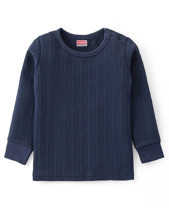 Babyhug Full Sleeves Solid Color Pull Over Thermal Vests Pack of 2 - Red & Navy Blue