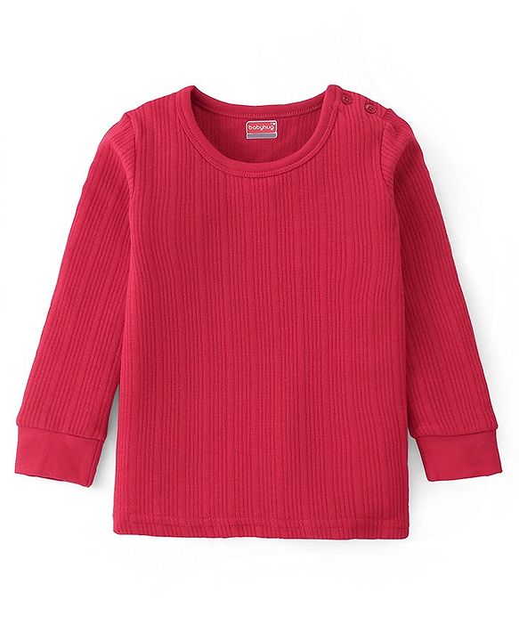 Babyhug Full Sleeves Solid Color Pull Over Thermal Vests Pack of 2 - Red & Navy Blue