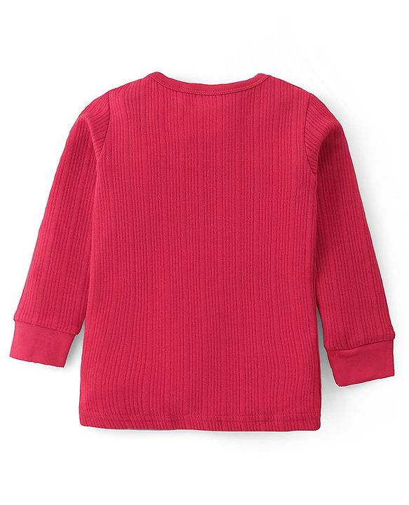 Babyhug Full Sleeves Solid Color Pull Over Thermal Vests Pack of 2 - Red & Navy Blue