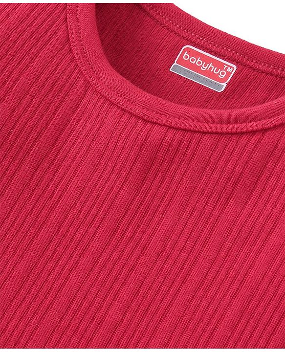 Babyhug Full Sleeves Solid Color Pull Over Thermal Vests Pack of 2 - Red & Navy Blue