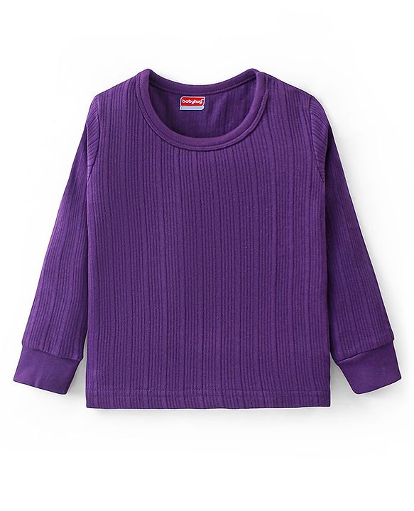 Babyhug Full Sleeves Solid Colour Thermal Vests Pack of 2 - Purple & Brown
