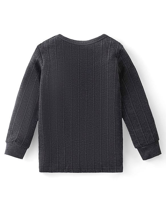 Babyhug Cotton Full Sleeves Pull Over Solid Thermal Vest - Dark Grey