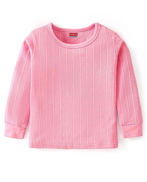 Babyhug Full Sleeves Thermal Wear Vest with Solid Colour - Pink