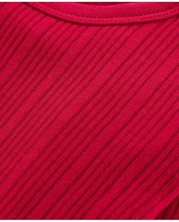 Babyhug  Pull Over Full Sleeve  Thermal Vest with Striped Design - Red