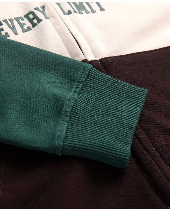 Pine Kids Cotton Knit Full Sleeves Hooded Sweat Jacket with Text Print & Kangaroo Pockets - Dark Green