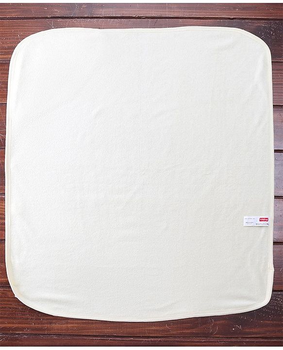 Babyhug Double Ply Terry Hooded Towel Bear Embroidery L 25 x B 30 cm - White