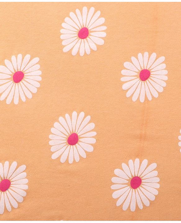 Babyhug Double Ply Terry Floral Print Hooded Towel L 76 x B 76 cm - Peach