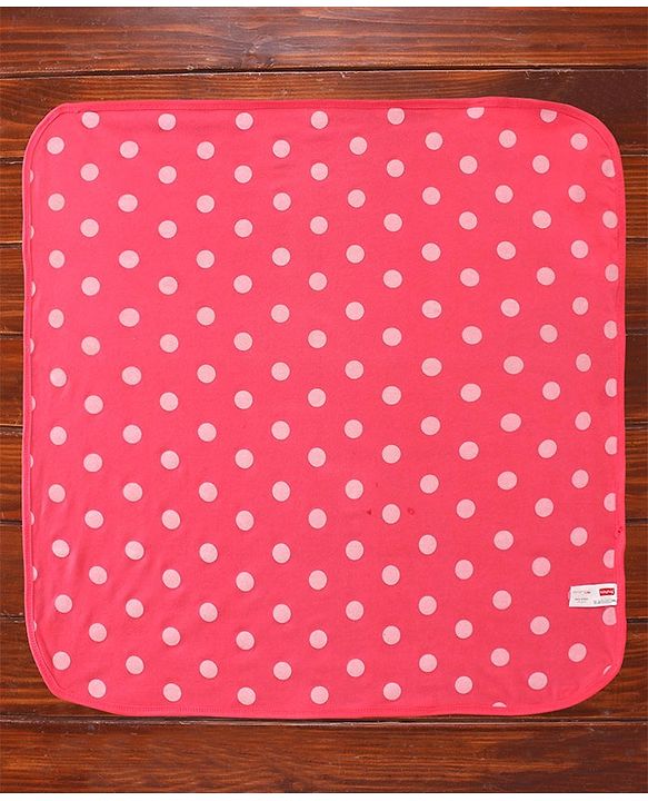 Babyhug Double Ply Terry Hooded Towel with Polka Dot Print L 73.5 x B 73.5 cm - Pink