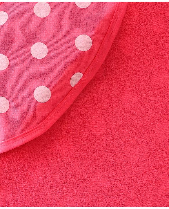 Babyhug Double Ply Terry Hooded Towel with Polka Dot Print L 73.5 x B 73.5 cm - Pink