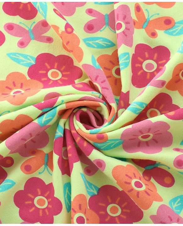 Babyhug Terry Knit Hooded Bath Towel With Floral Print L 76 x B 76 cm - Green