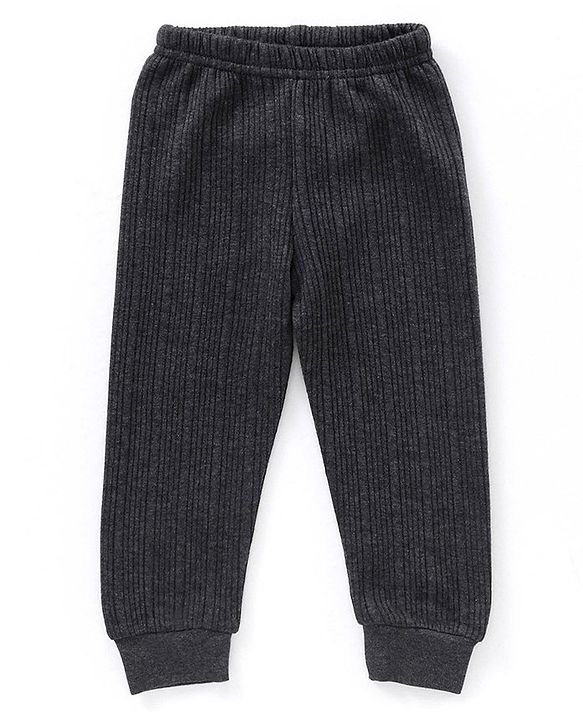Babyhug Full Sleeves Solid Thermal Vest & Pant - Dark Grey