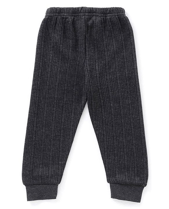 Babyhug Full Sleeves Solid Thermal Vest & Pant - Dark Grey