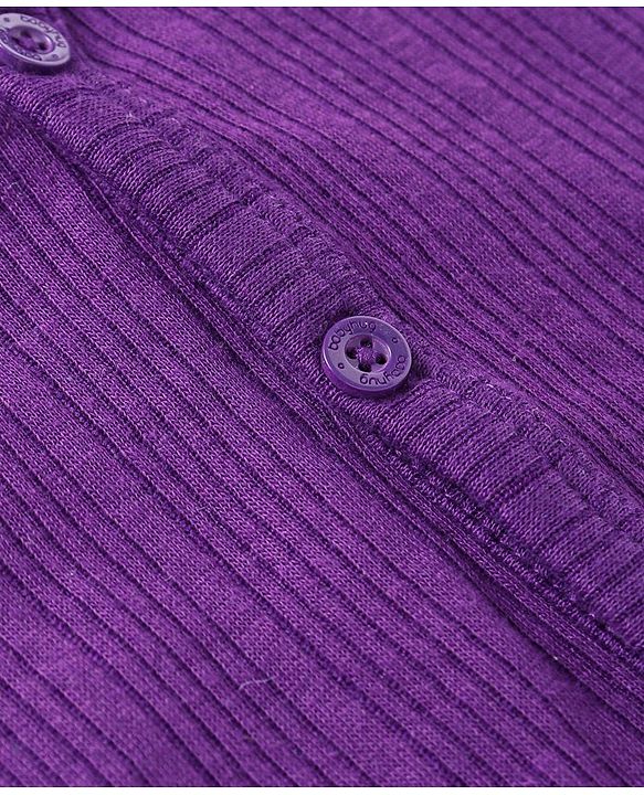 Babyhug Full Sleeves Front Open  Thermal Vest & Pant Set Solid Colour - Purple
