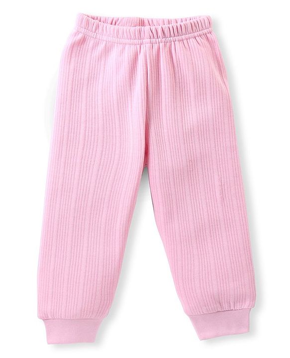 Babyhug Cotton Full Sleeves Thermal Vest and Pant Set Solid - Pink