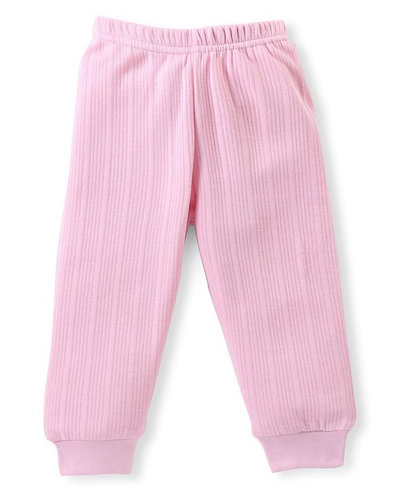 Babyhug Cotton Full Sleeves Thermal Vest and Pant Set Solid - Pink