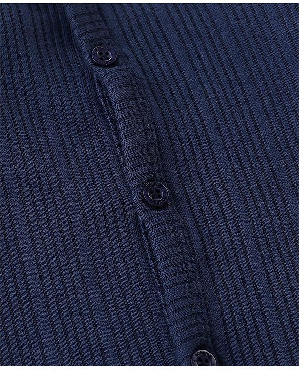 Babyhug Full Sleeves Solid Thermal Vest & Pant - Navy Blue
